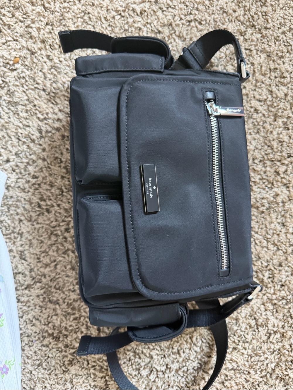 kate spade Black Nylon Crossbody Bag with Silver Hardware